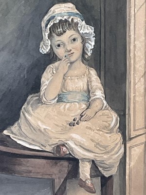 Lot 149 - George III period watercolour of Anne Louisa Dampier, painted by her father Edward Dampier c.1795. Inscribed verso. In rosewood frame. 22 x 19cm excluding frame