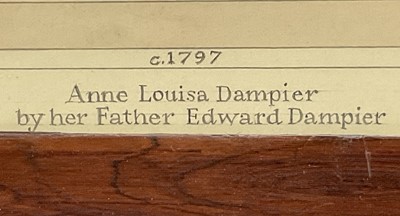 Lot 149 - George III period watercolour of Anne Louisa Dampier, painted by her father Edward Dampier c.1795. Inscribed verso. In rosewood frame. 22 x 19cm excluding frame