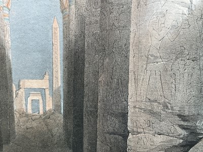 Lot 25 - After David Roberts, decorated pillars of the Temple at Karnak Thebes, Ancient Epypt. Coloured lithograph. 48.5 x 33cm excluding frame