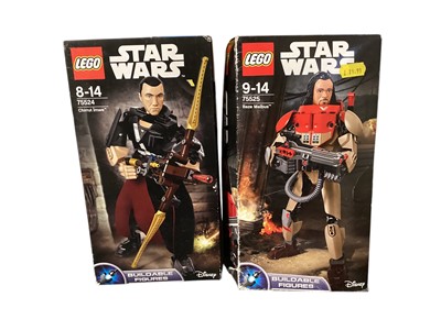 Lot 267 - Lego Star Wars Buildable Figures Chirrut Îmwe 75524, Baze Malbus 75525 & Sergeant Jen Eros 75119 (x2), all boxed (4)