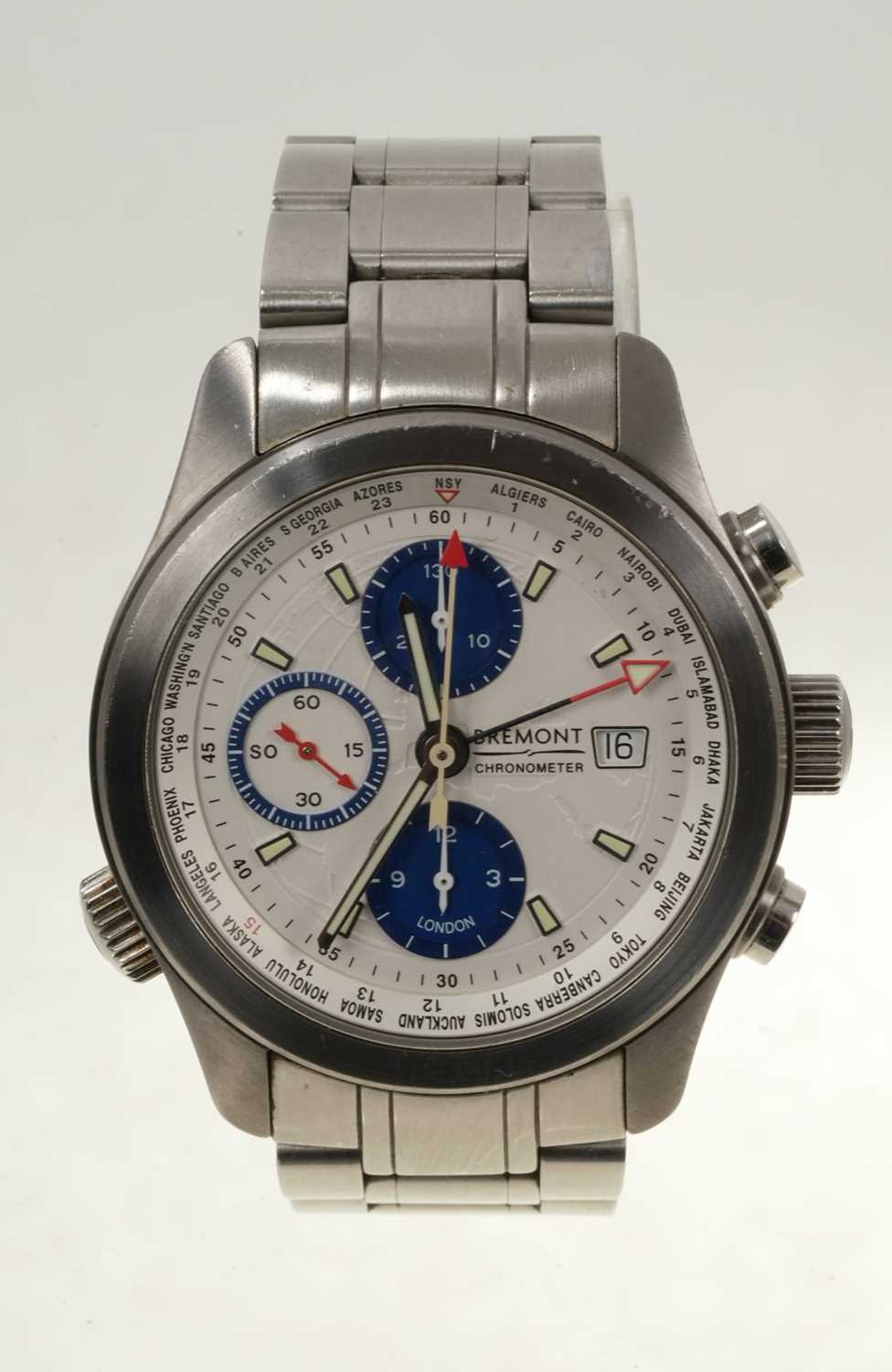 Lot 702 - Bremont special edition SO15 stainless steel chronometer wristwatch on stainless steel bracelet with extra straps, box and papers