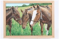 Lot 1192 - Peter Chillingworth, oil on board - Foals at...