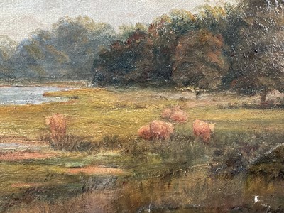 Lot 1346 - Hester Elizabeth Ward (1852-1931) oil on canvas - On the Banks of The Orwell, signed, 20cm x 51cm, in gilt frame