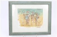 Lot 1195 - Jill Hunt, watercolour - ''Quietly as we go'',...