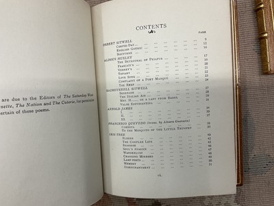 Lot 1694 - Richard Church - The Glance Backwards, illustrated by Robert Austin, edition limited to 750, in fine Sangorski and Sutcliffe binding, appears to be signed by Richard Church, together with Wheels...