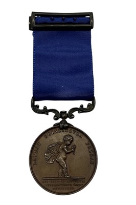 Lot Royal Humane Society Medal (small successful bronze type ), EF, named to Alexander Stuart A.B. R.N. 10th June 1926, in Elkington & Co box of issue. N.B. Alexander Stuart was awarded...