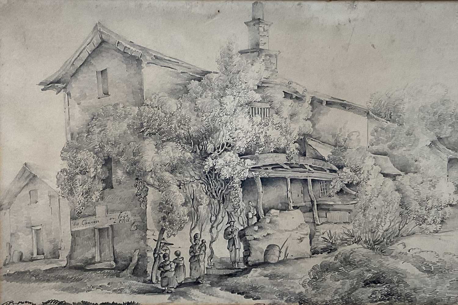 Lot 1318 - Richenda Cunningham, née Gurney (1782-1855) pencil drawing on stamped Bristol (Thomas) Creswick paper, ‘A Picardy Market’