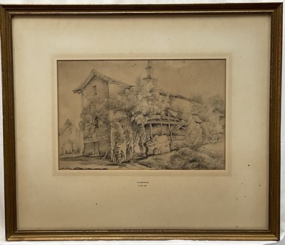 Lot 1318 - Richenda Cunningham, née Gurney (1782-1855) pencil drawing on stamped Bristol (Thomas) Creswick paper, ‘A Picardy Market’