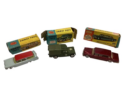 Lot 1881 - Corgi toys diecast including Surfing with BMC Mini Countryman No.485, No.s 454, 247, 357, 445, 438, 228, 222, 300 & Dinky Toys Aveling-Barford Diesel Roller, No.279 & Humber Hawk, No.165...