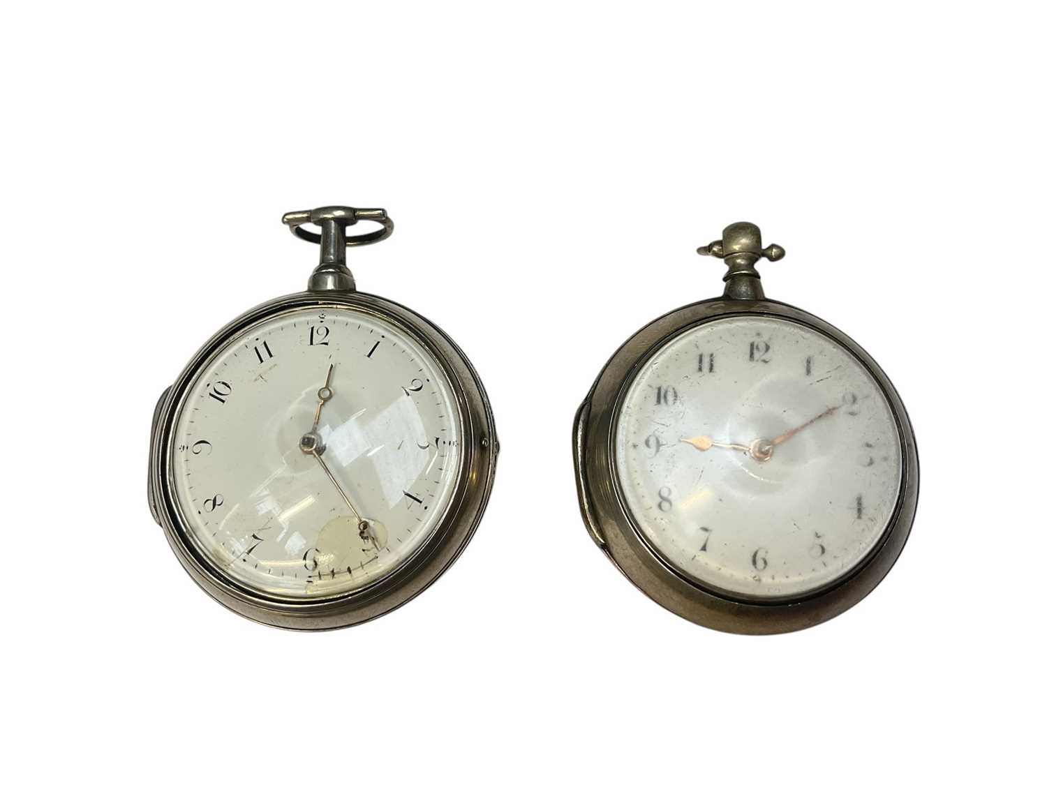 Lot 172 - Two Georgian silver pair cased pocket watches