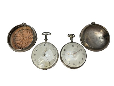 Lot 172 - Two Georgian silver pair cased pocket watches
