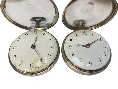 Lot 172 - Two Georgian silver pair cased pocket watches