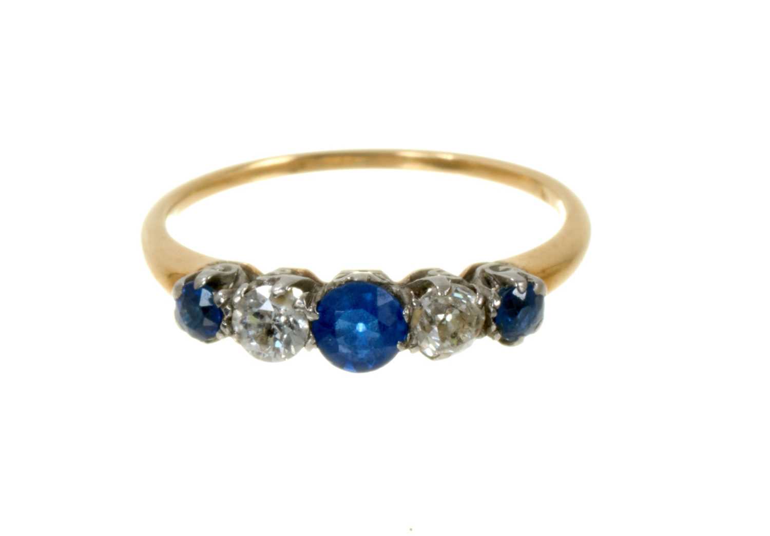 Lot 491 - Edwardian sapphire and diamond five stone ring