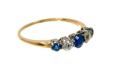 Lot 491 - Edwardian sapphire and diamond five stone ring
