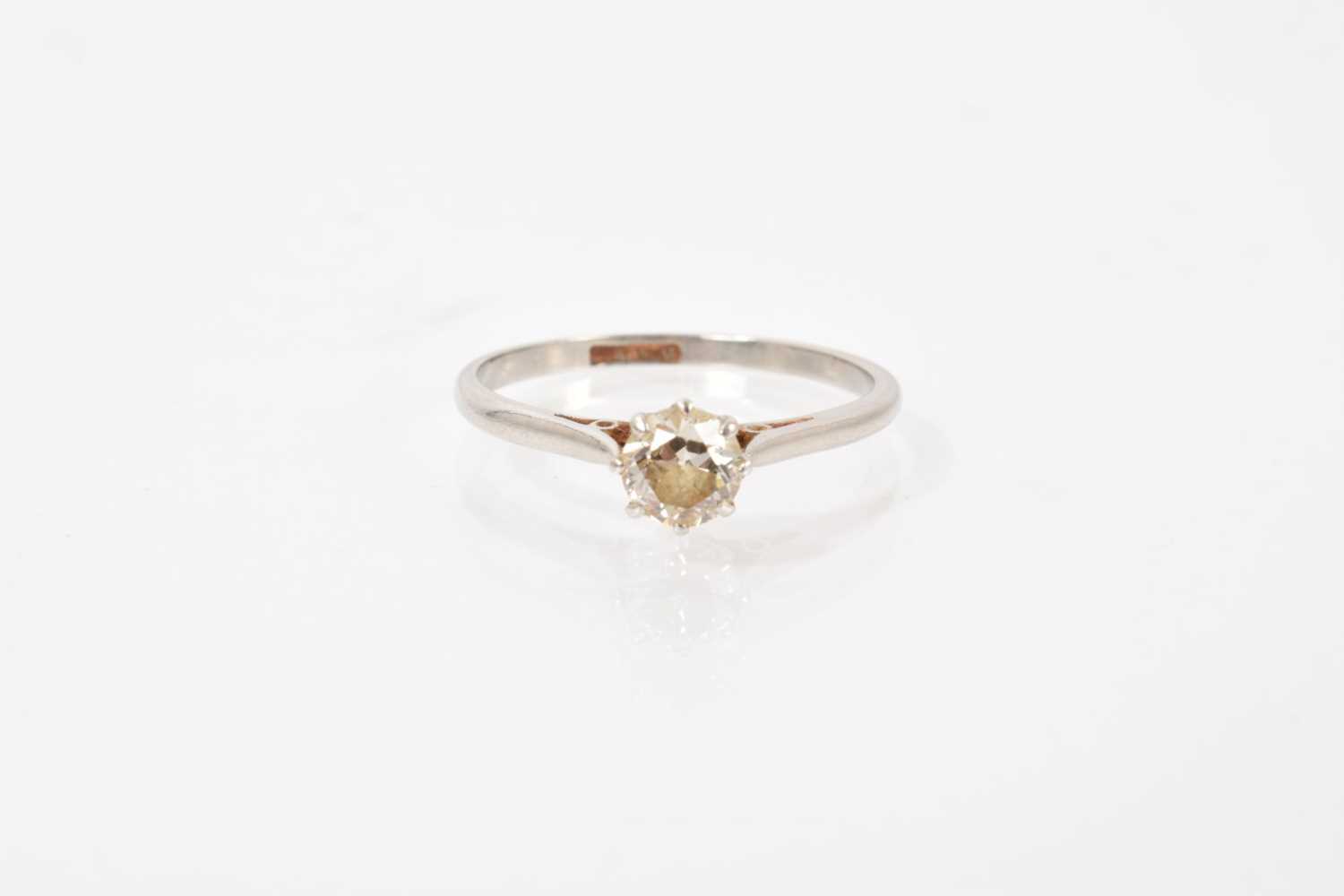 Lot 495 - Diamond single stone ring with an old cut diamond in platinum claw setting