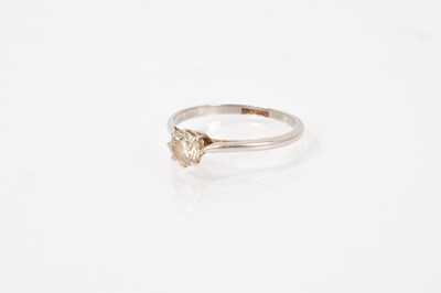Lot 495 - Diamond single stone ring with an old cut diamond in platinum claw setting