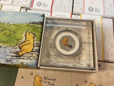 Lot 494 - G.B. - Royal Mint mixed silver proof Beatrix Potter Fifty Pence coins with coloured enamel to include 'Benjamin Bunny' 2017, 'Mr Jeremy Fisher' 2017, 'Tom Kitten' 2017, 'The Tale of Peter Rabbit...