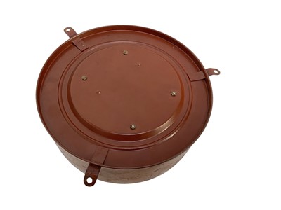 Lot 738 - Second World War Nazi German Kriegsmarine ships bulkhead clock in red painted metal case, with silvered Arabic numeral dial with Eagle Swastika above 'M' and subsidiary seconds dial.