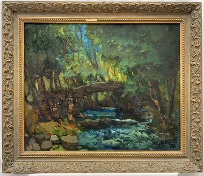 Lot 1279 - *James Everett Kessell (1915-1978) oil on canvas - Bridge over a River, signed and dated '74, 51cm x 61cm, in painted frame