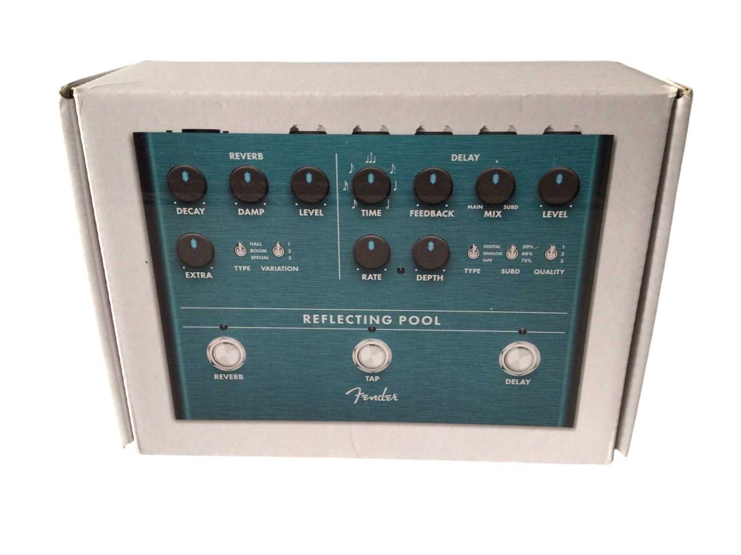 Lot 2298 - Fender Foot Pedals Reflecting Pool, MTG Tube Distortion & Pugilist Distortion, all boxed (3)