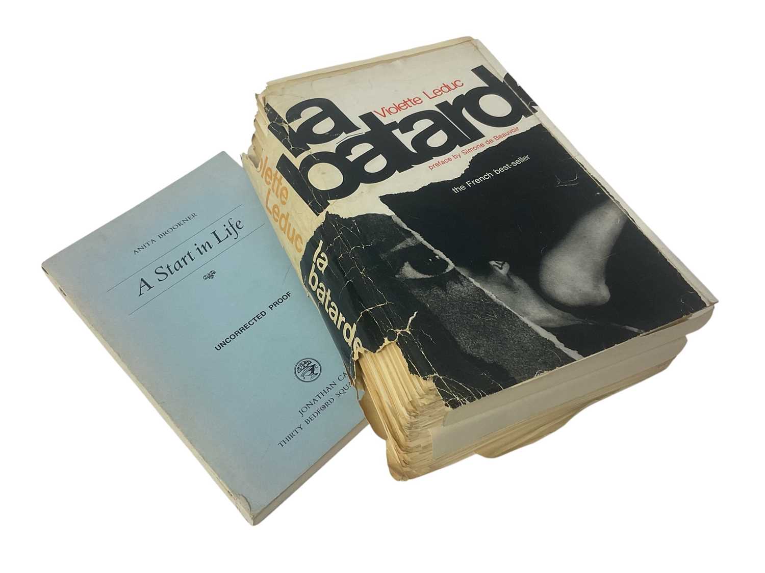 Lot 1399 - Anita Brookner - A start in Life, 1981 uncorrected proof copy, together with a loose leaf proof copy of the English translation of Violette Leduc - La Batarde. (2)