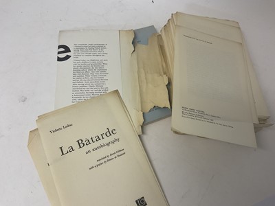 Lot 1399 - Anita Brookner - A start in Life, 1981 uncorrected proof copy, together with a loose leaf proof copy of the English translation of Violette Leduc - La Batarde. (2)