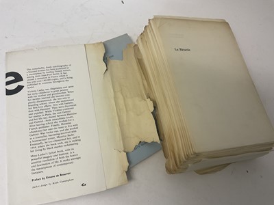Lot 1399 - Anita Brookner - A start in Life, 1981 uncorrected proof copy, together with a loose leaf proof copy of the English translation of Violette Leduc - La Batarde. (2)
