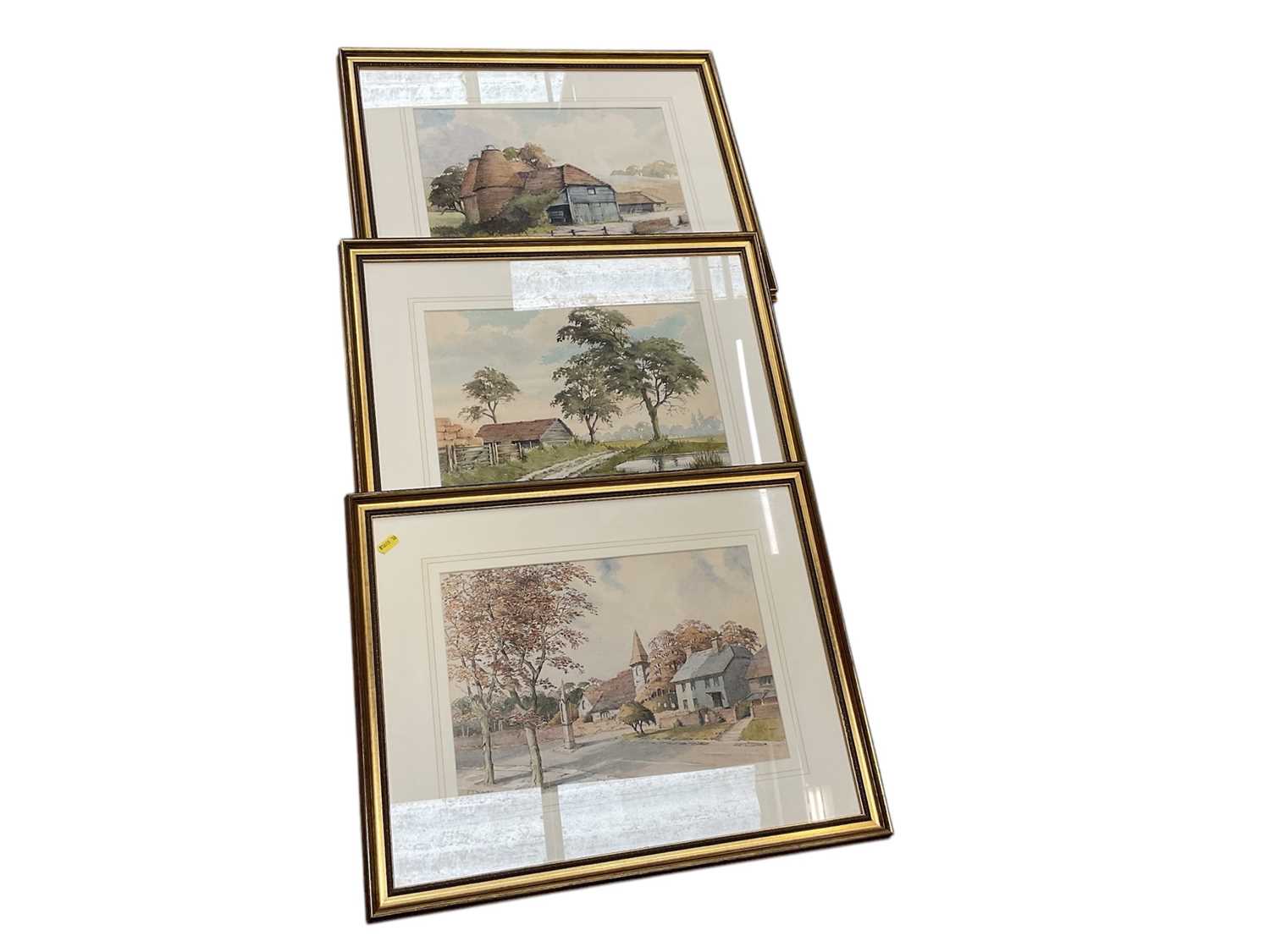 Lot 947 - Florence J. Moore- three watercolour studies of Kent and Essex, mounted in glazed frames (3).