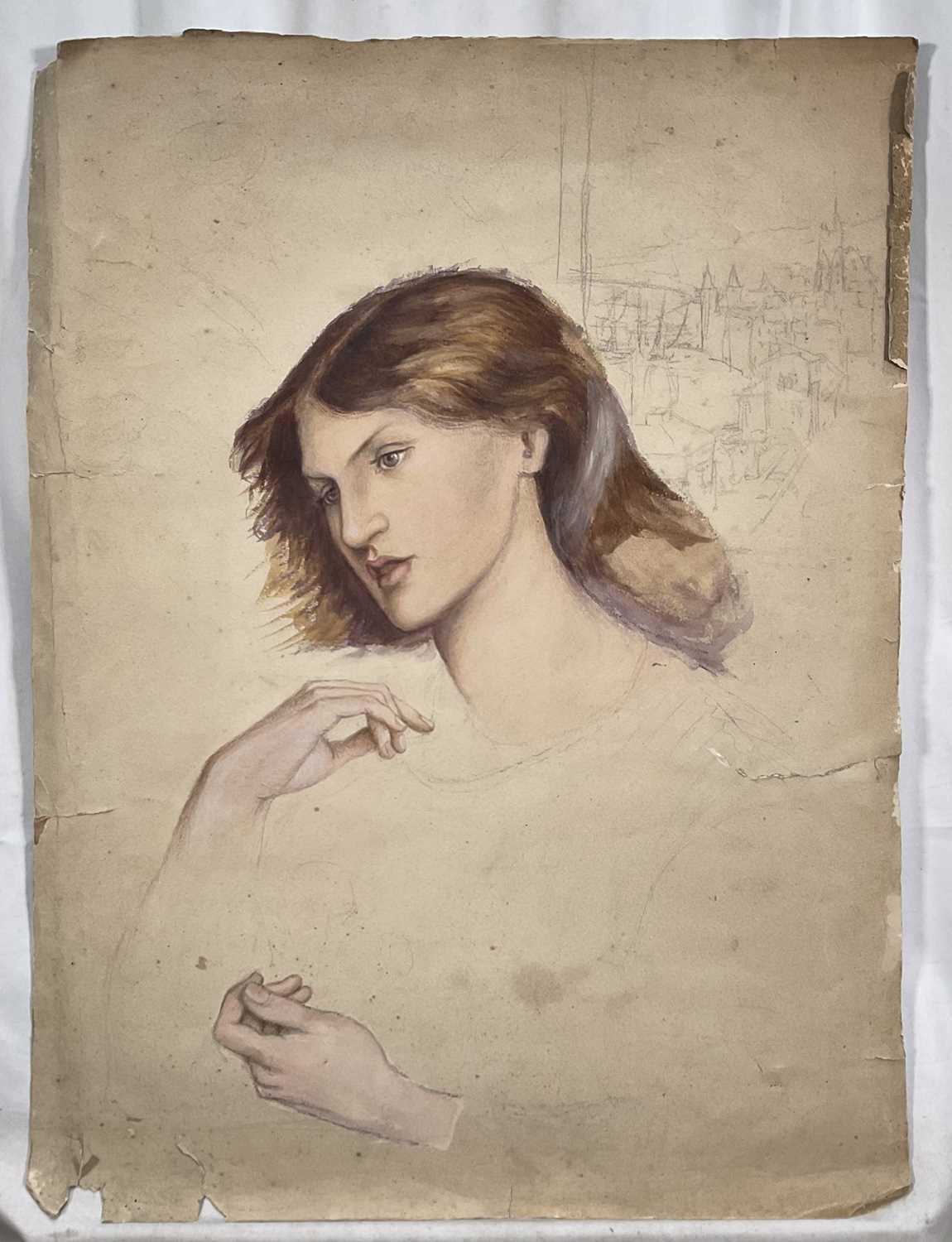 Lot 107 - Pre-Raphaelite style painting of a young