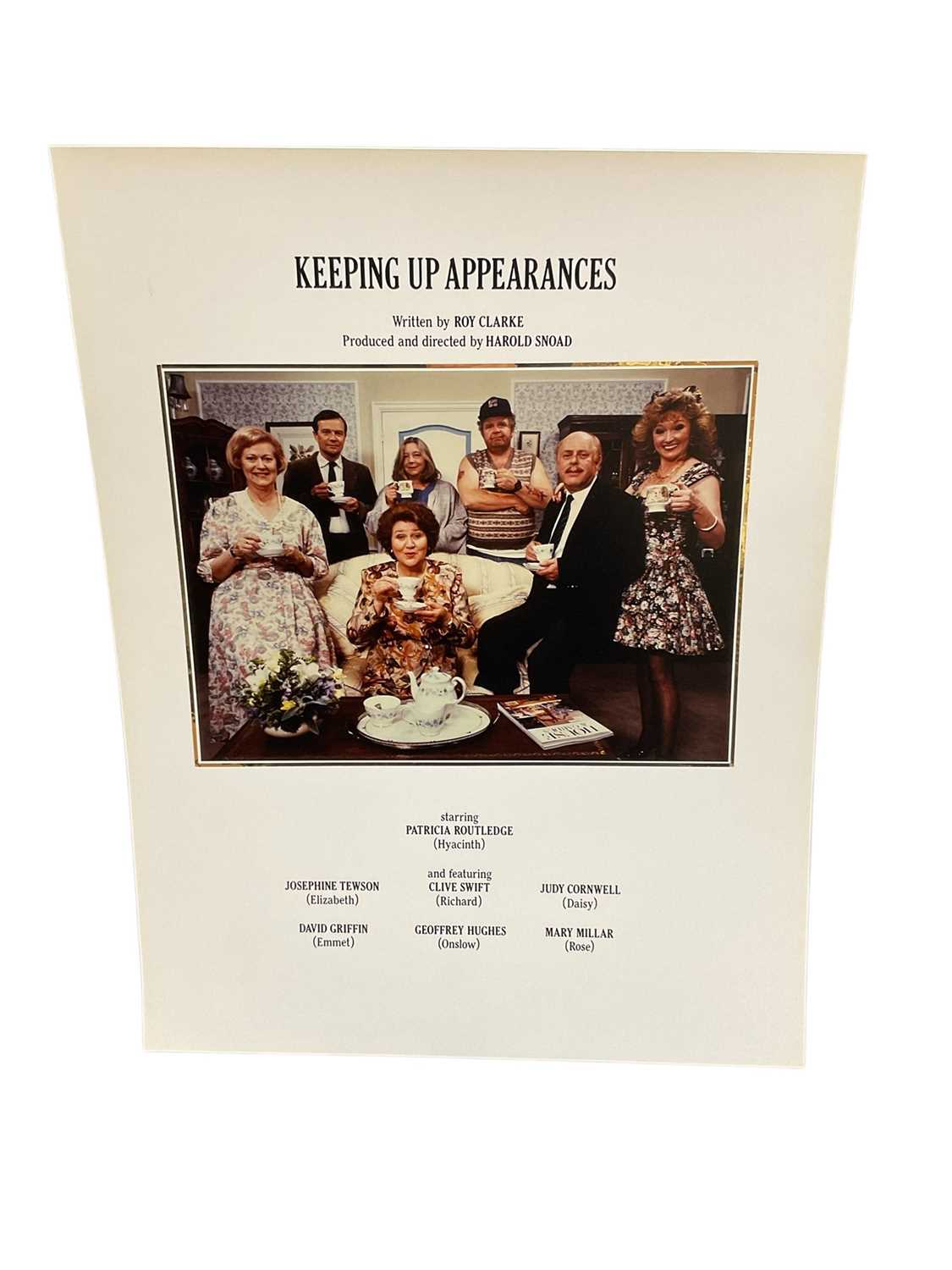 Lot Keeping up Appearances - material relating to the popular long-running BBC sit-com (1990-1995) including embossed publicity flyer and private photos of the cast. Provenance