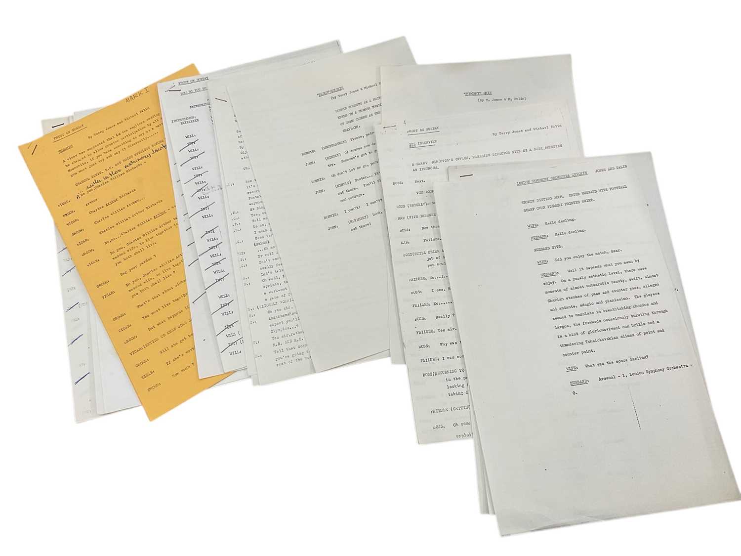 Lot Group of five 1960s scripts for The Frost Report, written by members of Monty Python