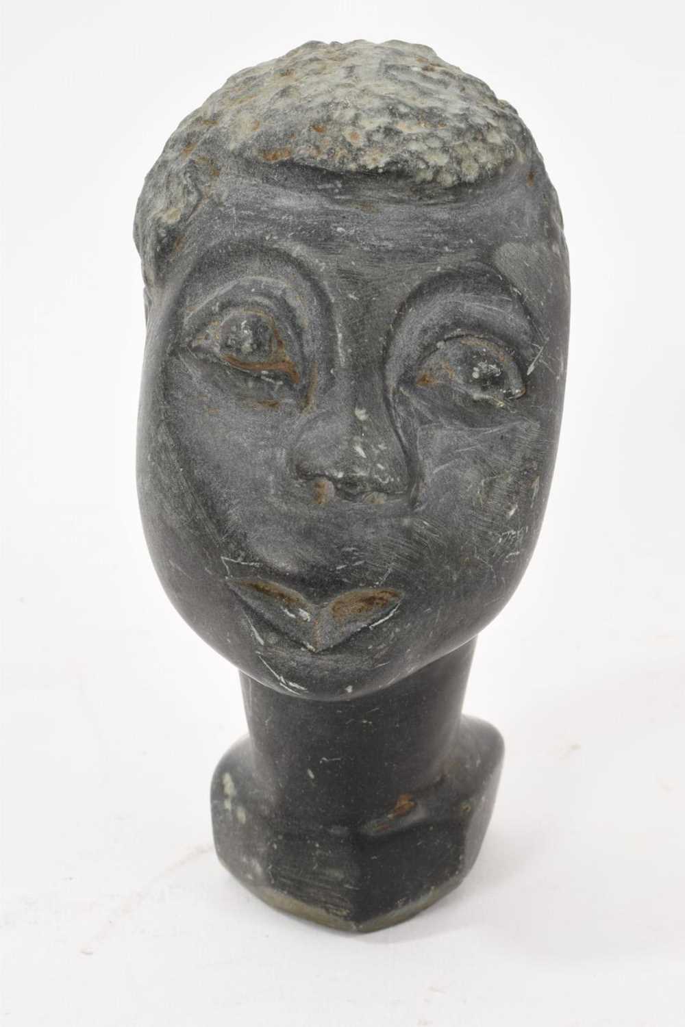 Lot 829 - Nigerian carved green hard stone bust