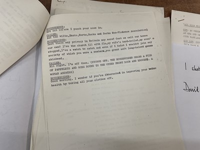 Lot Collection of fourteen comedy sketches written by the team of David McKellar, David Nobbs and Peter Vincent, variously annotated. Provenance: Josephine Tewson Collection.