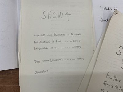 Lot Collection of fourteen comedy sketches written by the team of David McKellar, David Nobbs and Peter Vincent, variously annotated. Provenance: Josephine Tewson Collection.