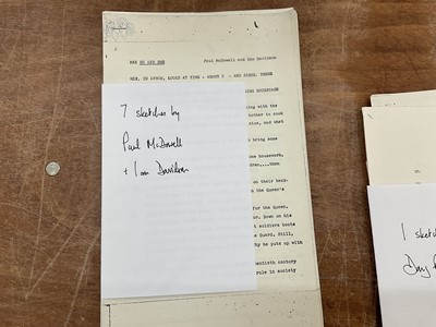 Lot Collect of scripts for quick comedy skits for Frost on Sunday, and other sketches for Frost and Corbett Follies, writers including Eric Idle, Barry Cryer, David Nobbs, Bob Block, Dick Vosburgh e...