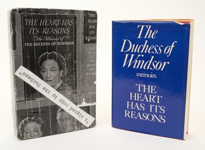 Lot 29 - Wallis, The Duchess of Windsor signed copy of her memoir ‘The Heart has its reasons’
