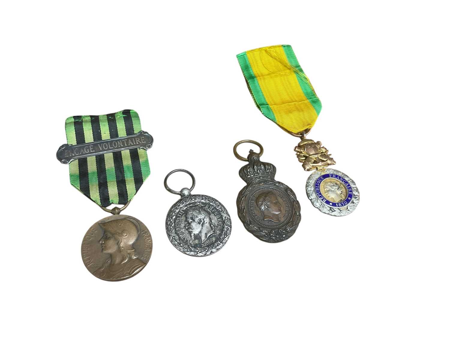 Lot 685 - French Medaille Militaire (1870 - 1940), together with French Franco - Prussian War Commemorative medal and two other French medals (4).