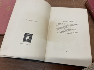 Lot 1619 - A. A. Milne - The House at Pooh Corner. London: Methuen & Co. Ltd., 1928. First edition, deluxe issue, together with two other Pooh books, including House at Pooh Corner, 1928 first edition....
