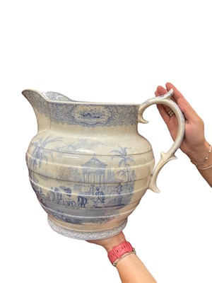 Lot 249 - Large early 19th century blue and white transfer printed wash jug