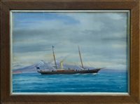 Lot 1329 - De Simone, gouache - the steam yacht Nerine in...