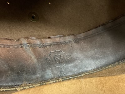 Lot 805 - Second World War Army Bush / Slouch Hat, with leather head band, stamped Walker Ashworth & LinneyLtd, dated 1943 and marked with broad arrow, together with an American example (2).