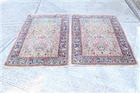 Lot 1767 - Pair of part silk Kashan Tree of Life rugs -...