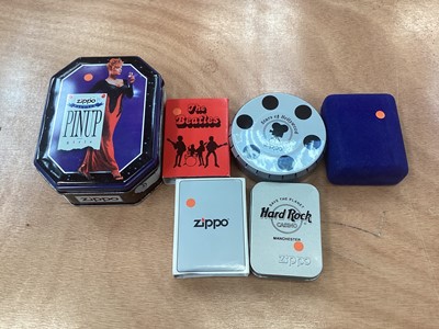 Lot 2592 - Group of six Zippo lighters including Stars of Hollywood, The Beatles and others in original boxes (4).