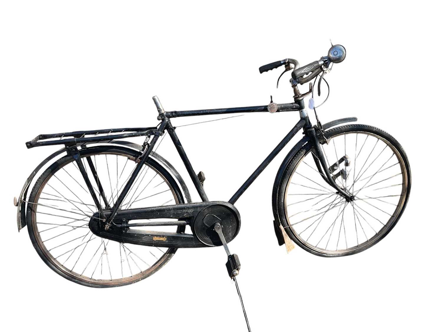Lot 2687 - Vintage BSA bicycle in black painted finish with white wartime black out type paint to rear mudguard.