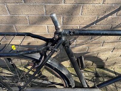 Lot 2687 - Vintage BSA bicycle in black painted finish with white wartime black out type paint to rear mudguard.