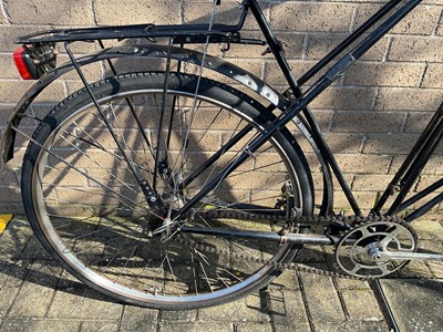 Lot 2688 - 'The Dursley Pedersen Cycle Co, Dursley England' bicycle in black painted finish with brown leather Kempek saddle.