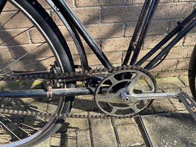 Lot 2688 - 'The Dursley Pedersen Cycle Co, Dursley England' bicycle in black painted finish with brown leather Kempek saddle.
