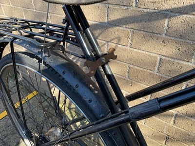Lot 2688 - 'The Dursley Pedersen Cycle Co, Dursley England' bicycle in black painted finish with brown leather Kempek saddle.