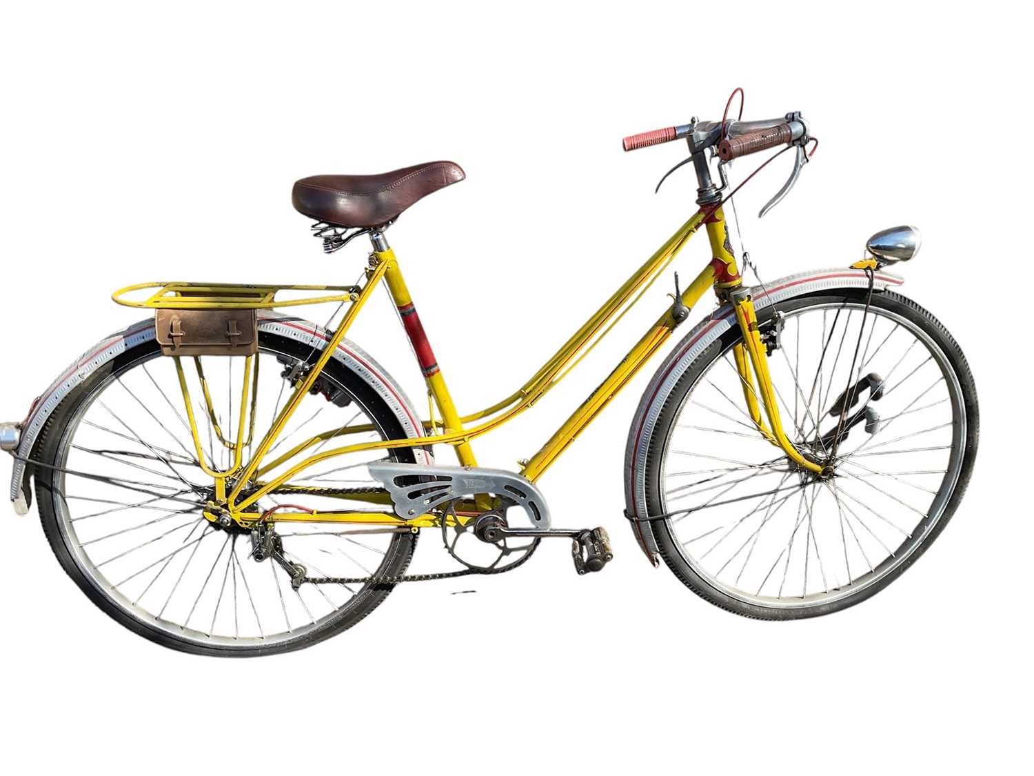 Lot 2691 - Vintage La Nordiste bicycle in yellow painted finish.
