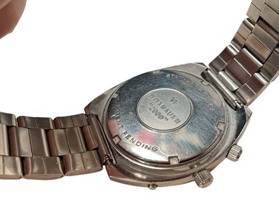 Lot 215 - Gentlemen's Wittnauer 2000 wristwatch in a stainless steel case with a blue dial and a day and date aperture at 3 o'clock, automatic movement, aftermarket strap.